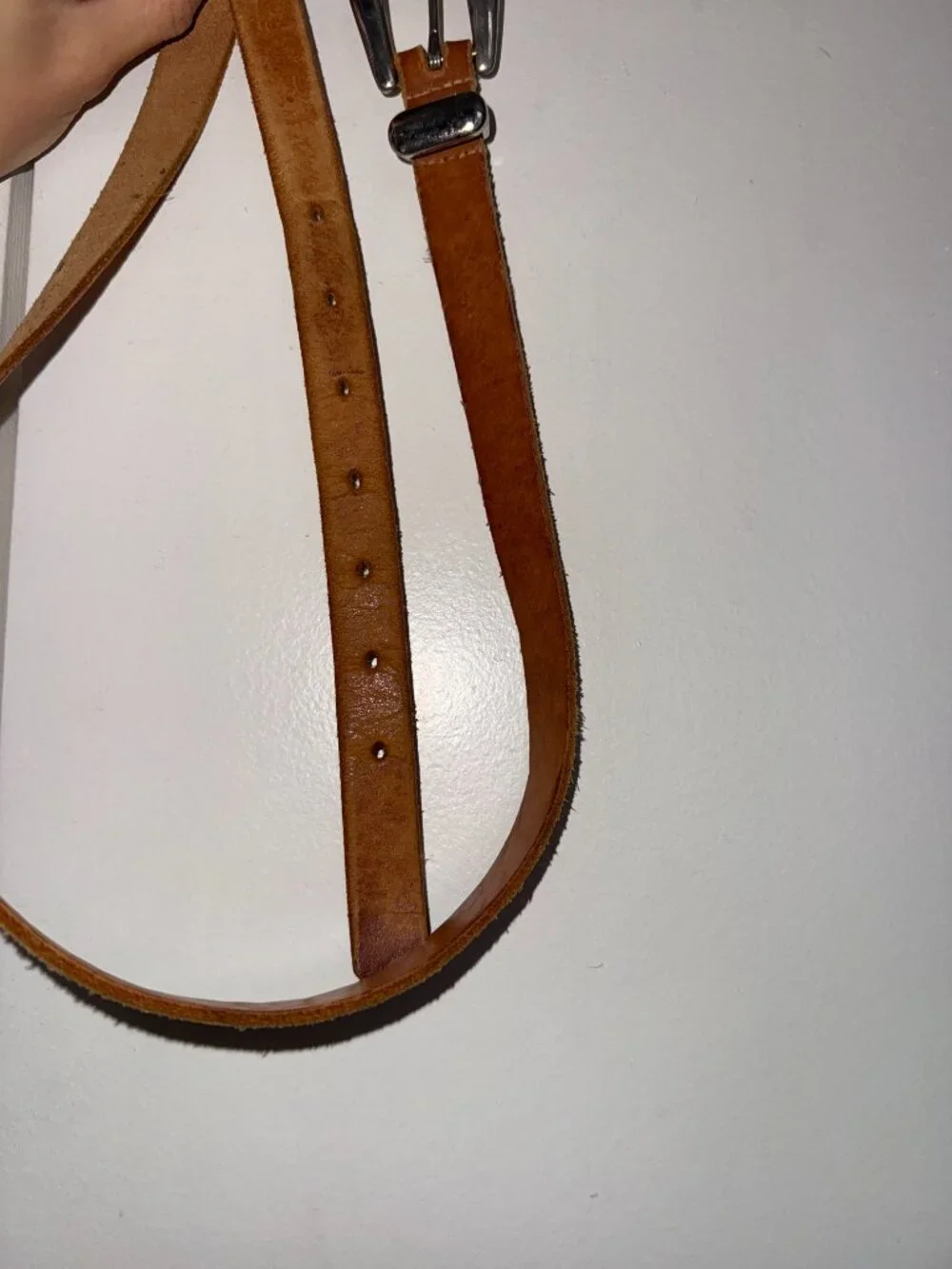 Vintage Brown Leather Belt with Silver Buckle (women's size M)